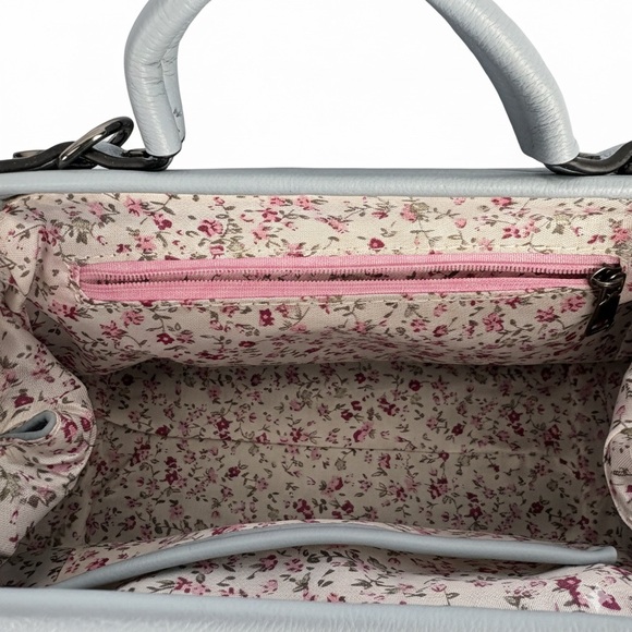 Islander UK Harris Tweed Medium Doctor Bag Blue Tartan Satchel NWOT - Picture 6 of 14